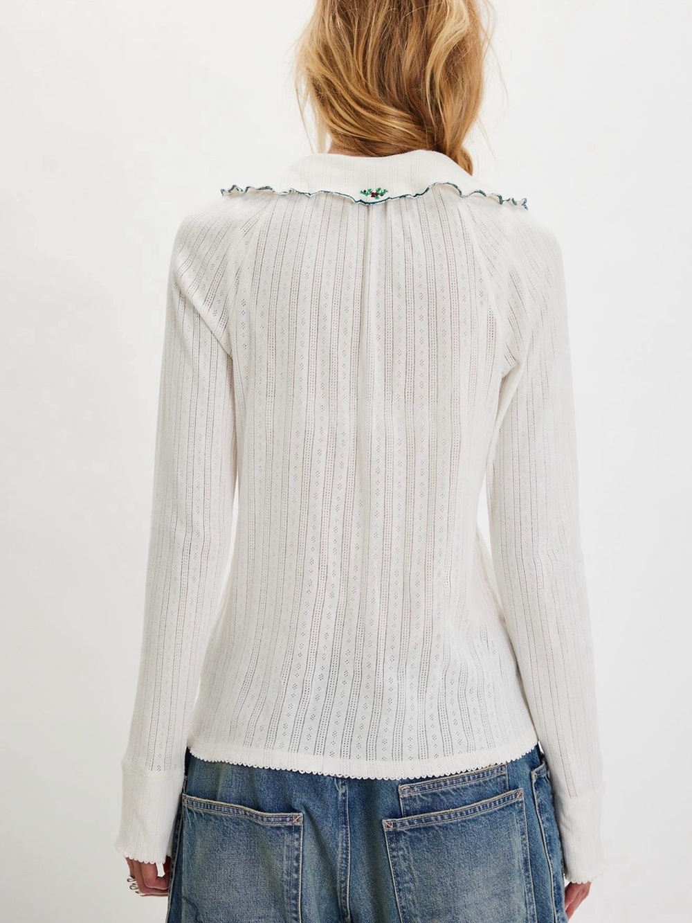 NWOT Free People Juniper Long Sleeve Cardi in Ivory - Picture 3 of 7